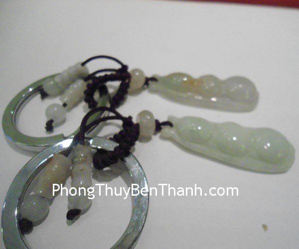 moc khoa hat dau s091 Móc chìa khóa đậu hà lan ngọc Miến Điện xanh thi cử đổ đạt S091